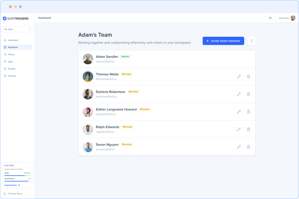 Invite Team Members