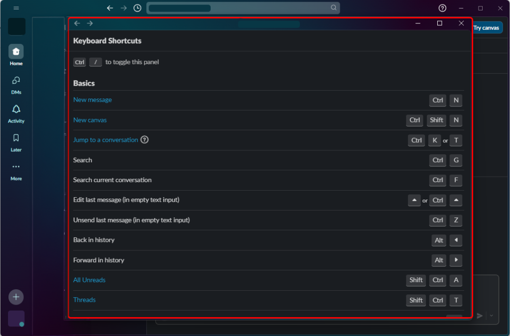 Keyboard Shortcuts