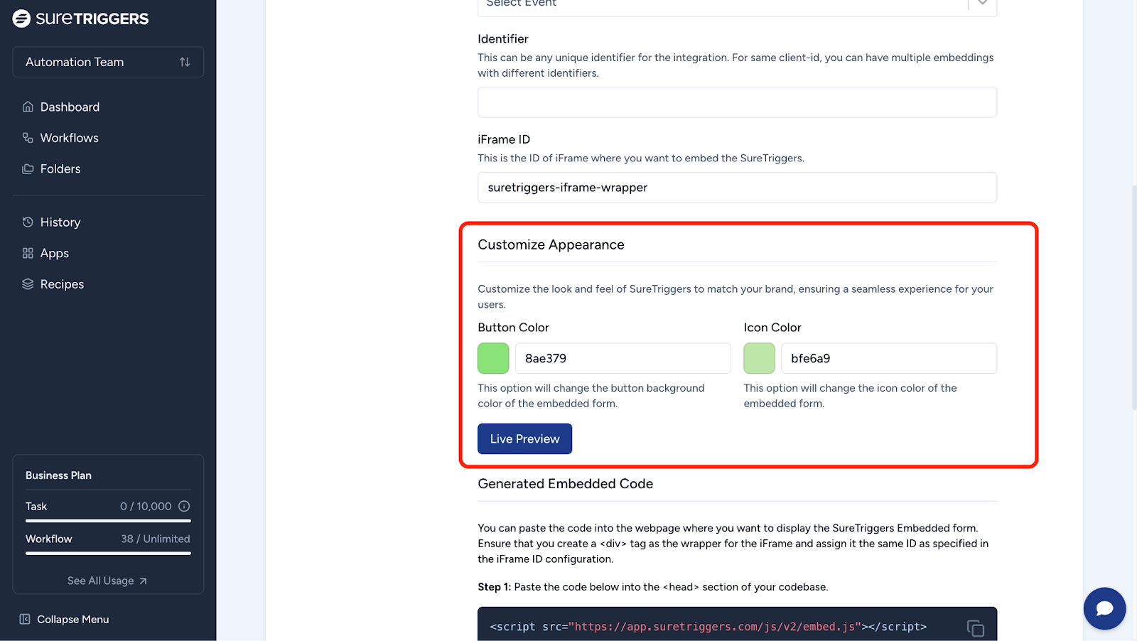 customize the OttoKit embed UI according to your brand colors